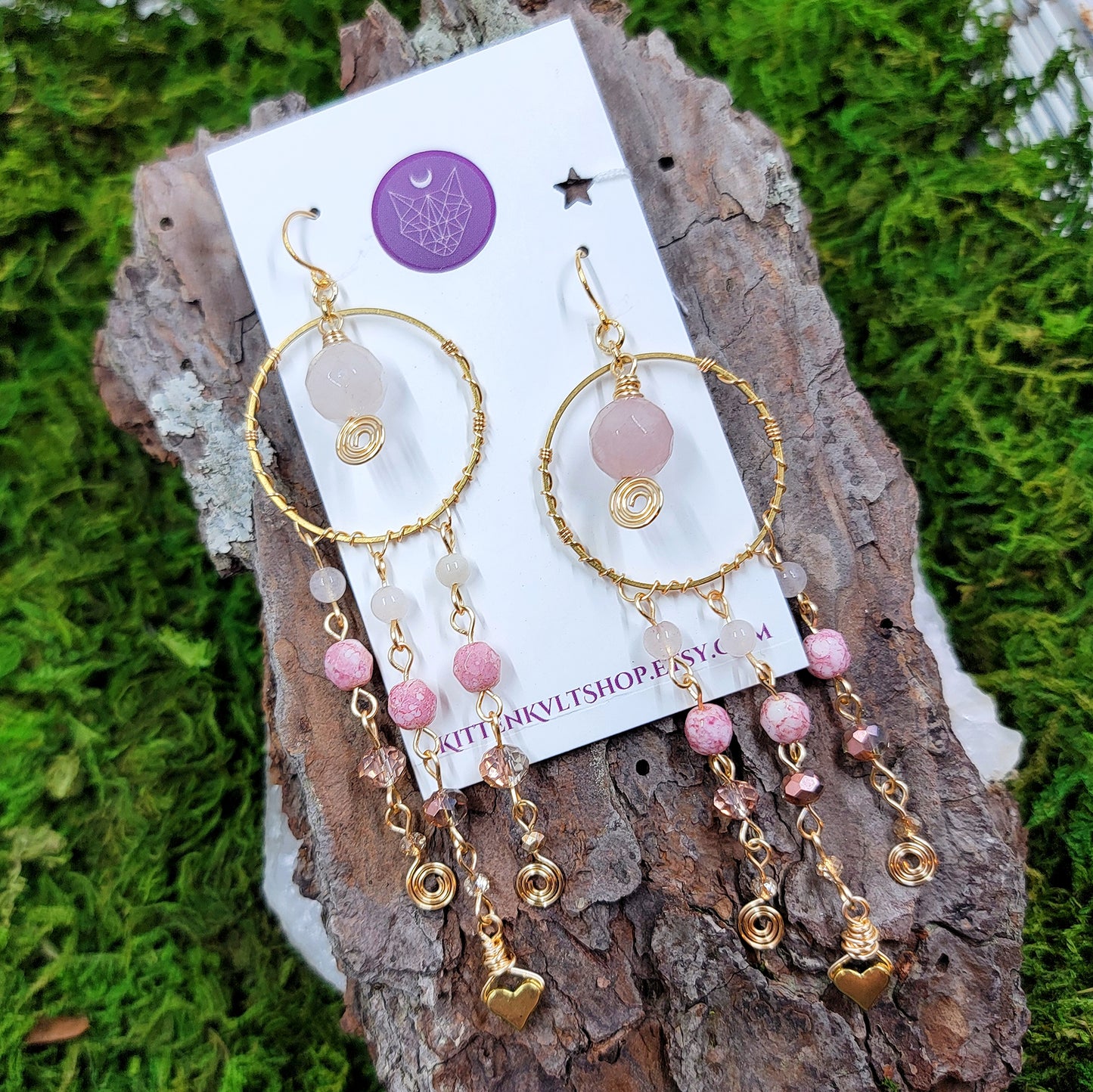 Rose Quartz Heart Earrings