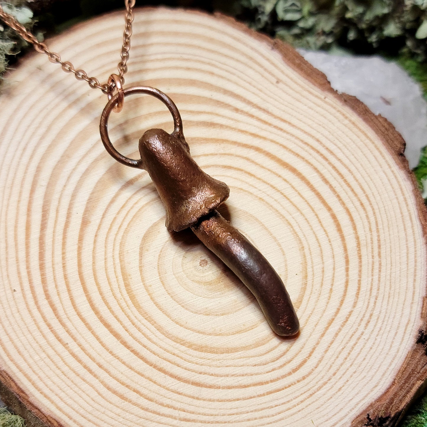 Copper Mushroom Electroformed Necklace