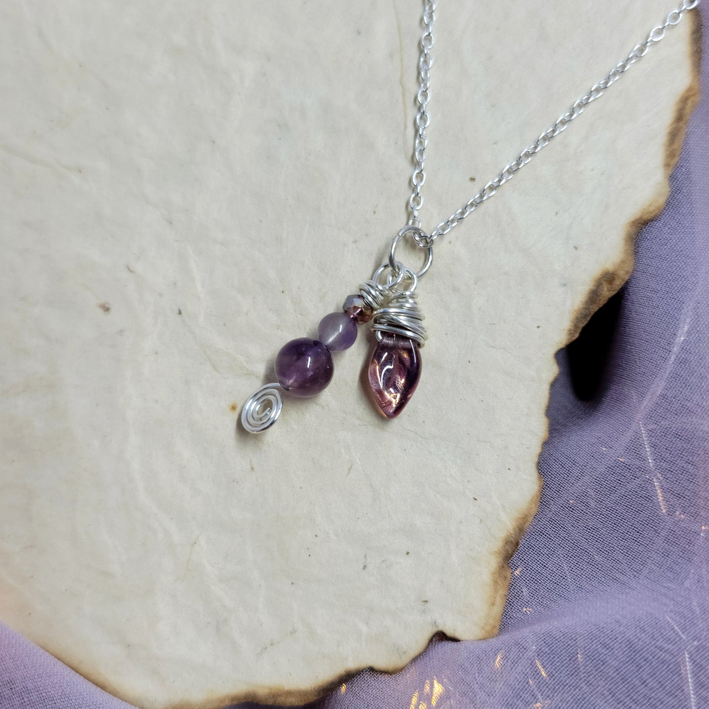 Ethereal Fairy Amethyst Leaf Necklace