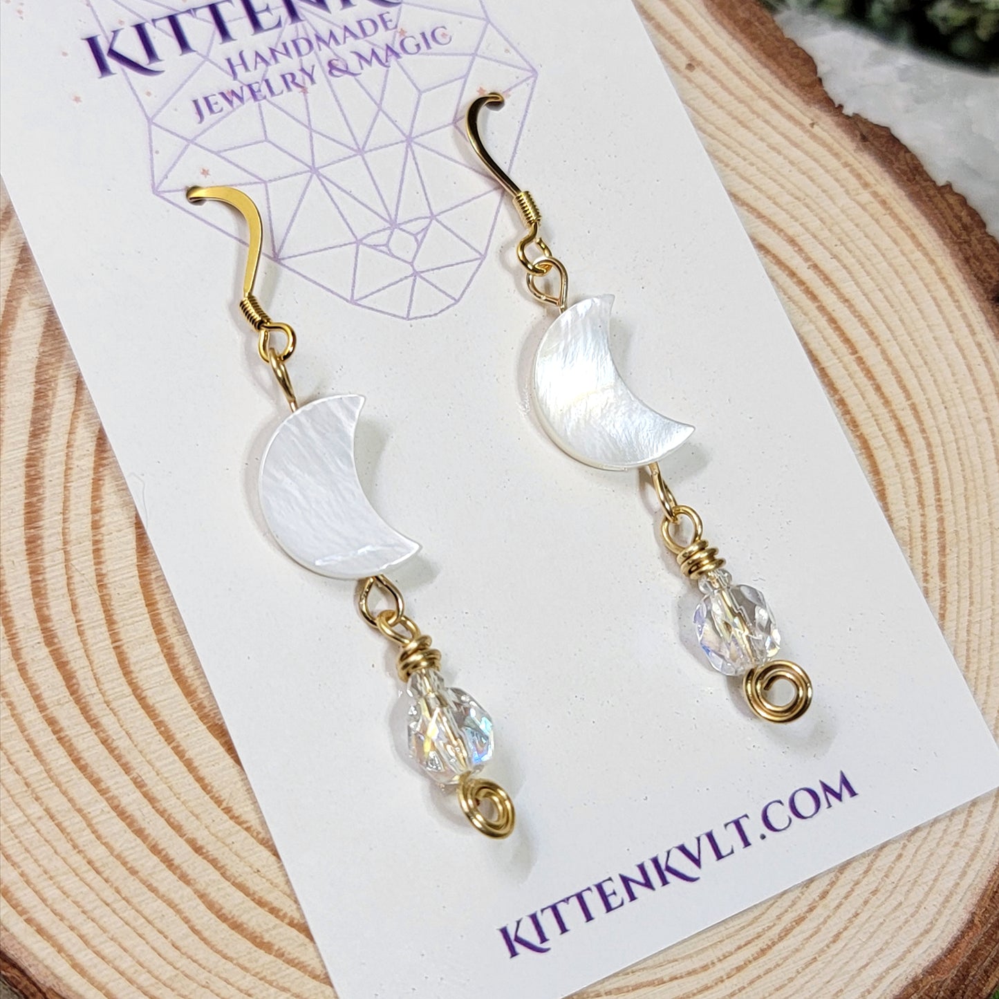 Ethereal Shell Moon Iridescent Earrings