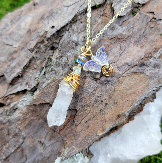 Quartz Butterfly Necklace