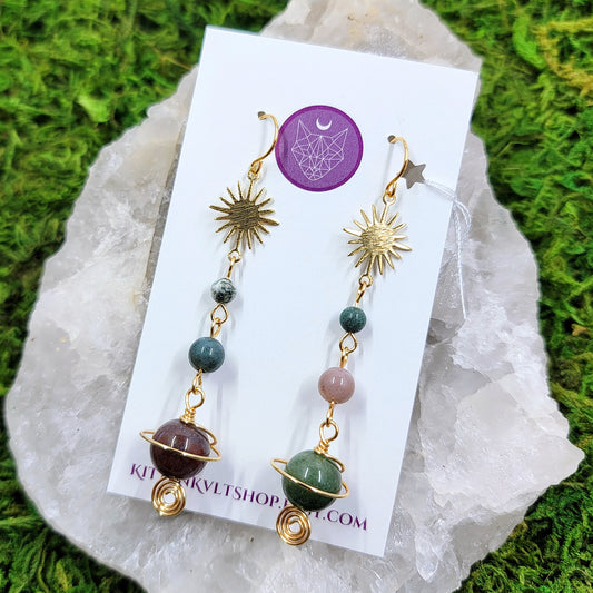 Ocean Jasper Planet Earrings