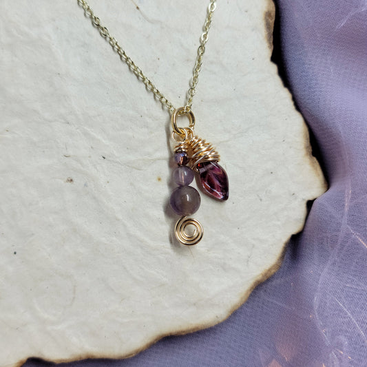 Ethereal Fairy Amethyst Leaf Necklace