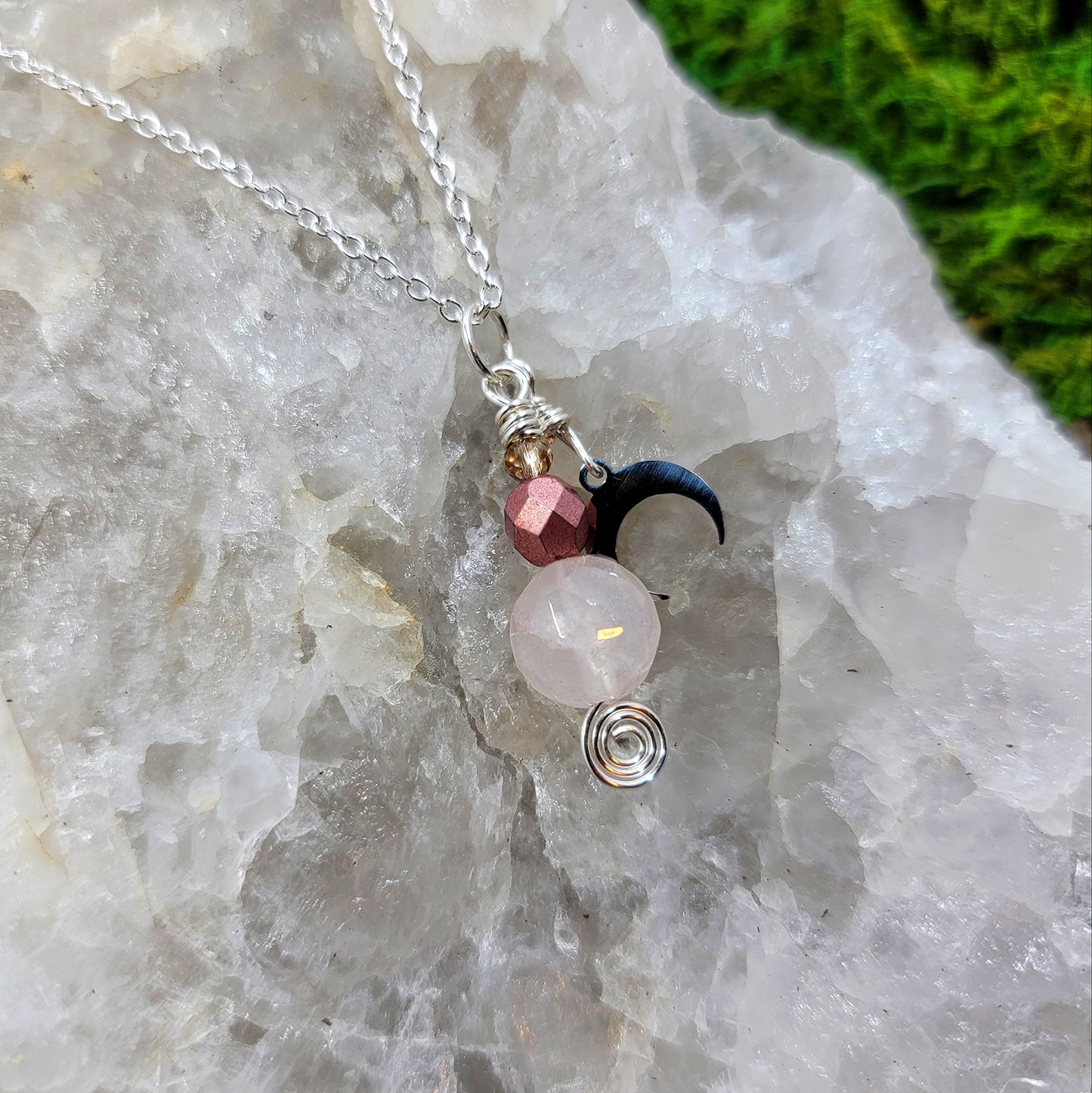 Rose Quartz Moon Necklace