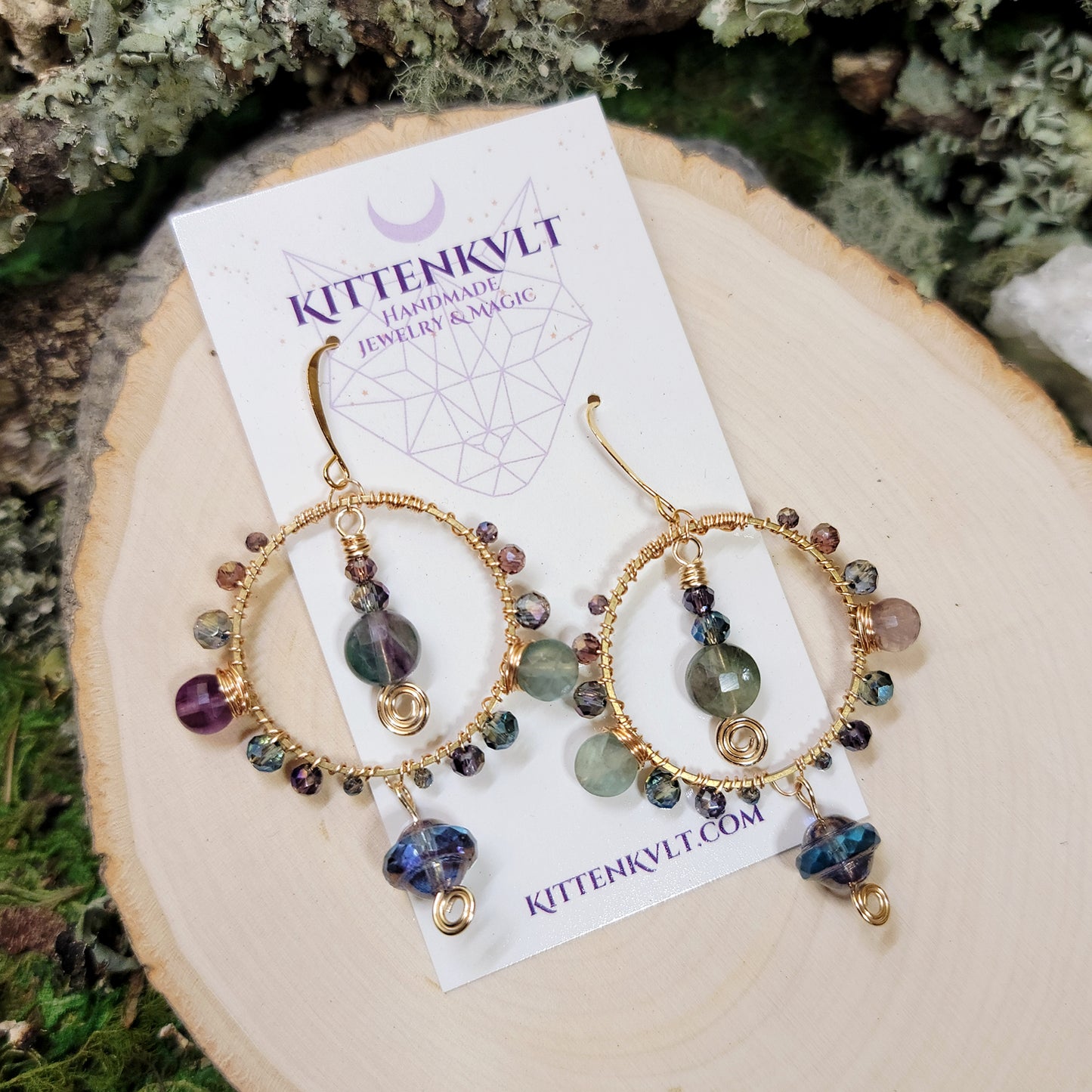 Fluorite Space Witch Planetary Earrings