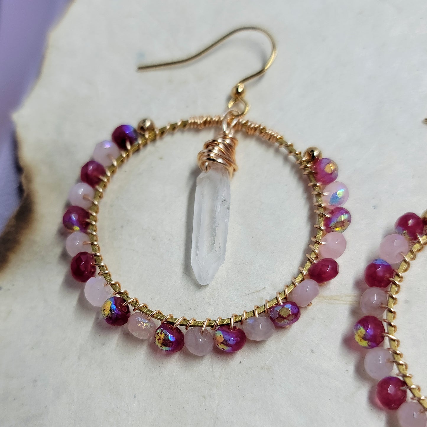 Pink Witchy Quartz Hoops