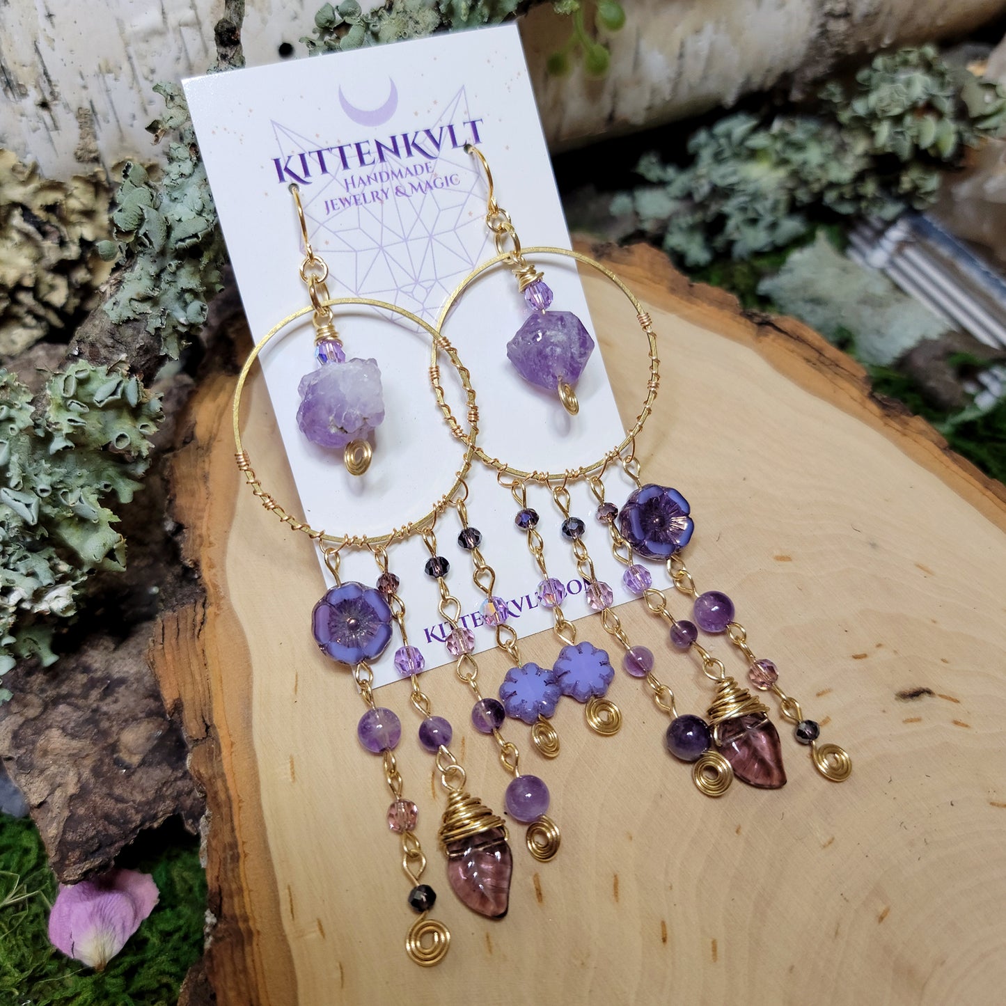 Witchy Amethyst Flower Earrings