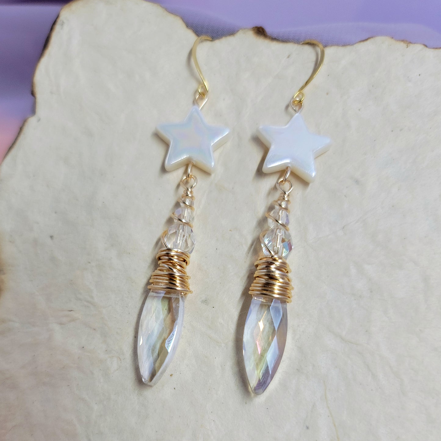 Celestial Sun Catcher Earrings With Shell Stars