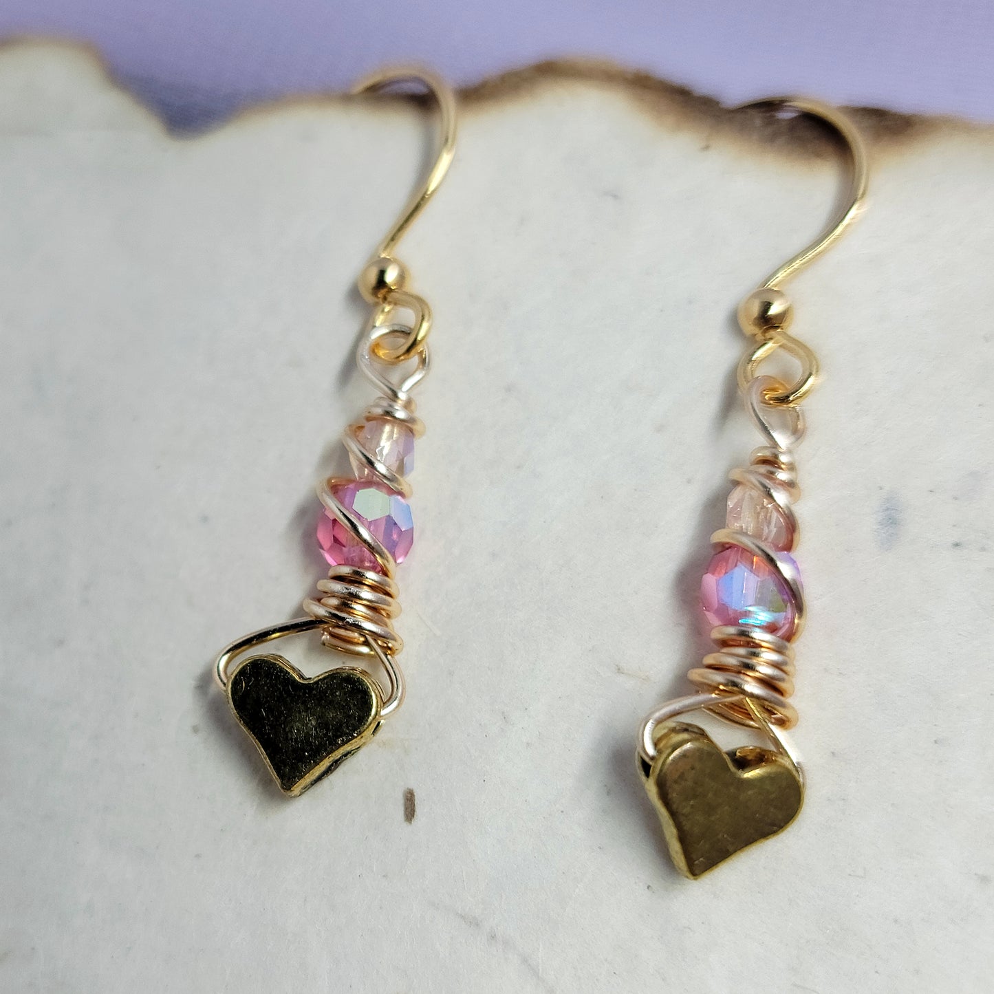 Dainty Pink Aura Heart Earrings