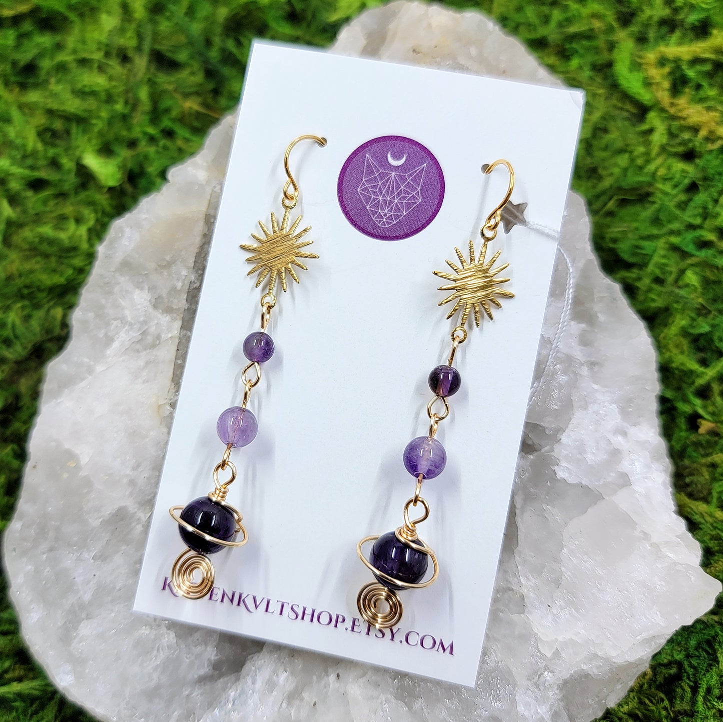 Amethyst Planet Earrings