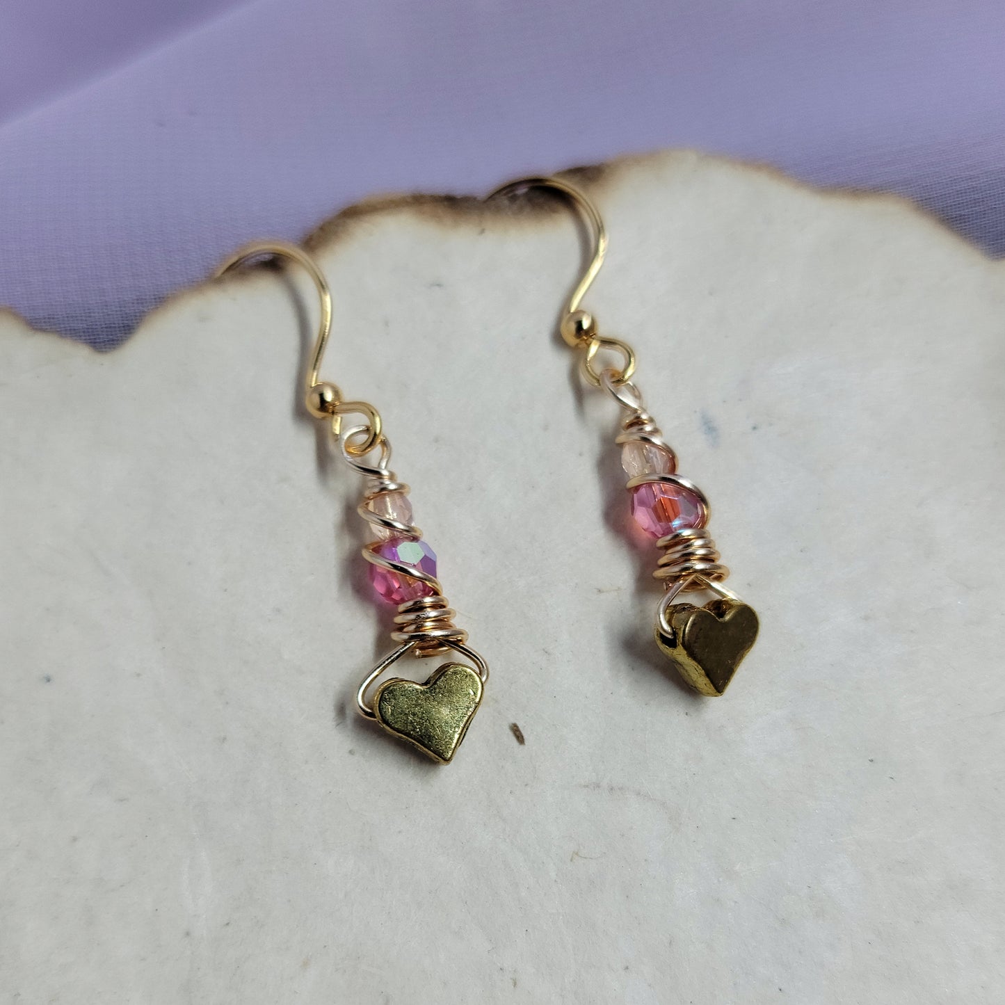 Dainty Pink Aura Heart Earrings