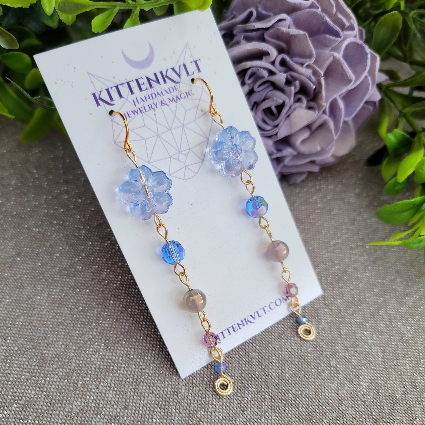 Aura Agate Glass Flower Earrings