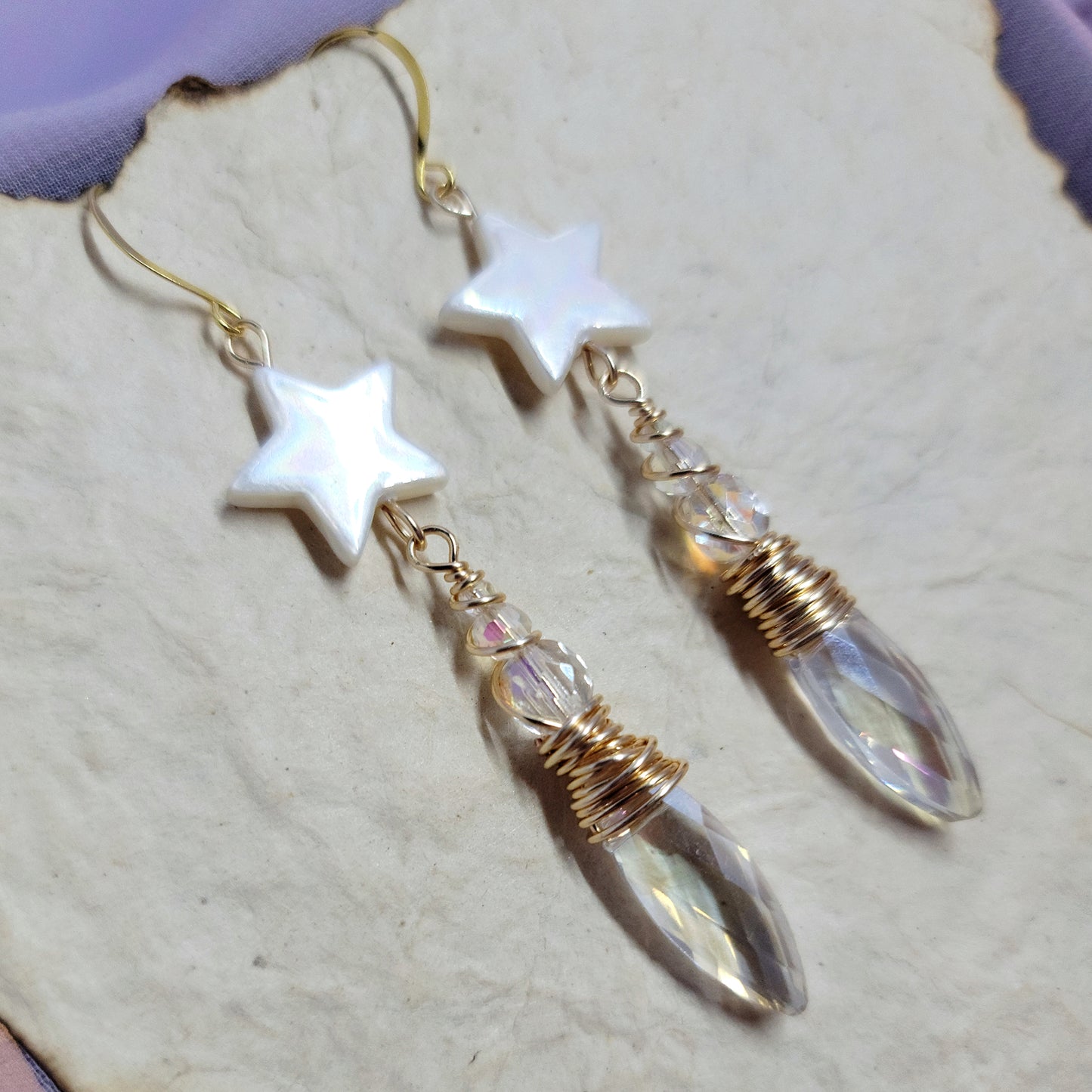 Celestial Sun Catcher Earrings With Shell Stars