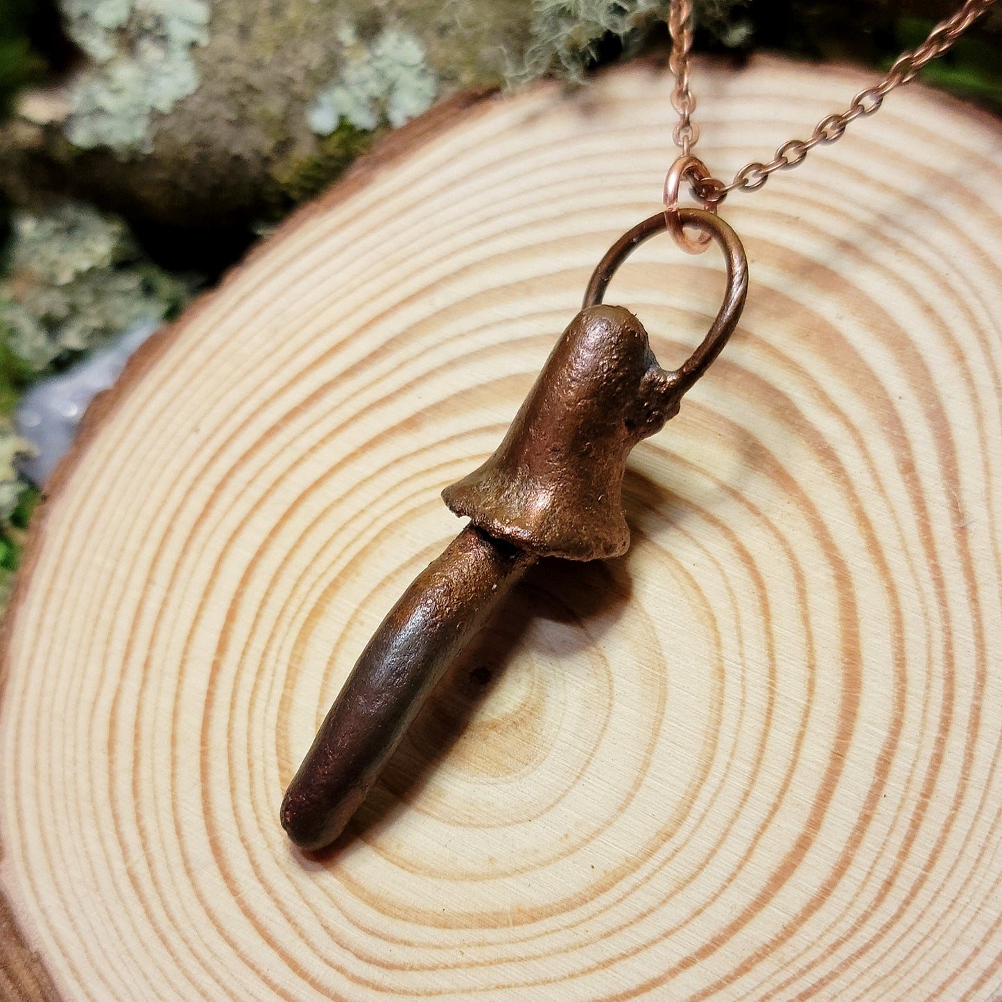 Copper Mushroom Electroformed Necklace