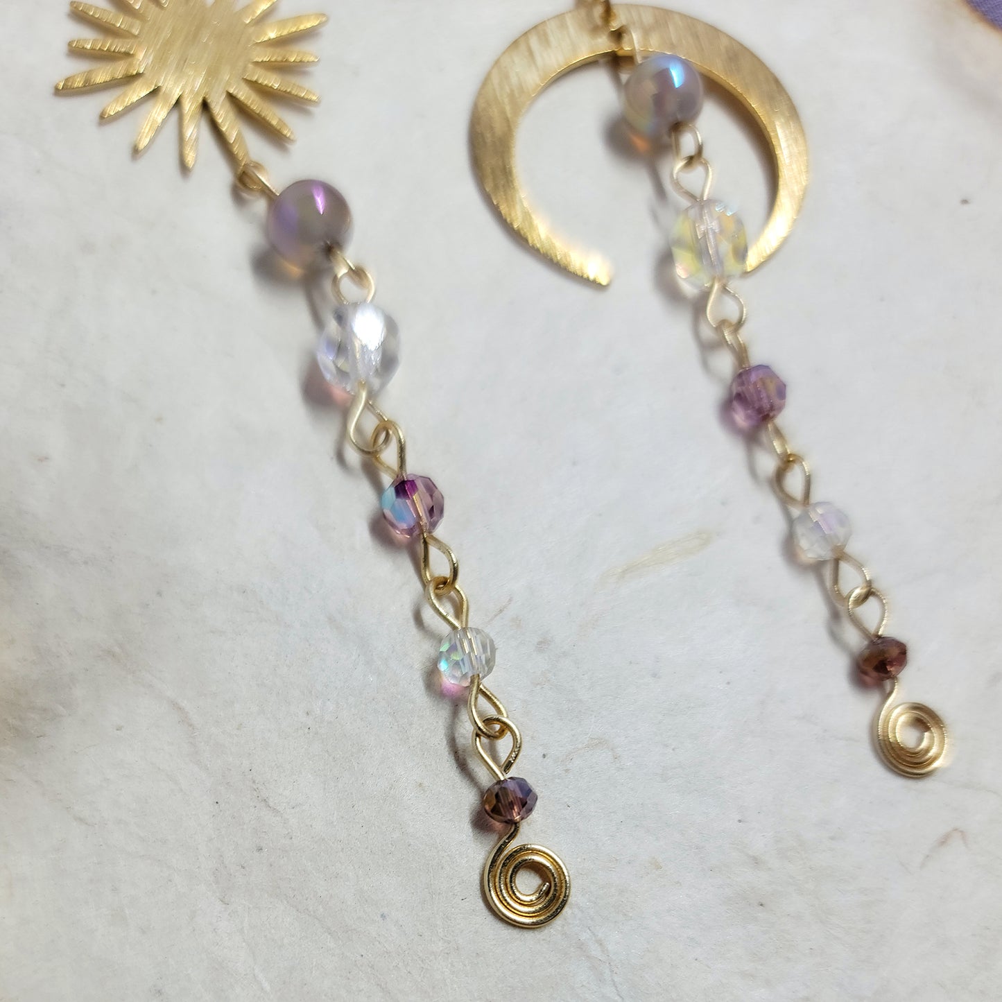 Celestial Aura Agate Mermaid Witch Earrings