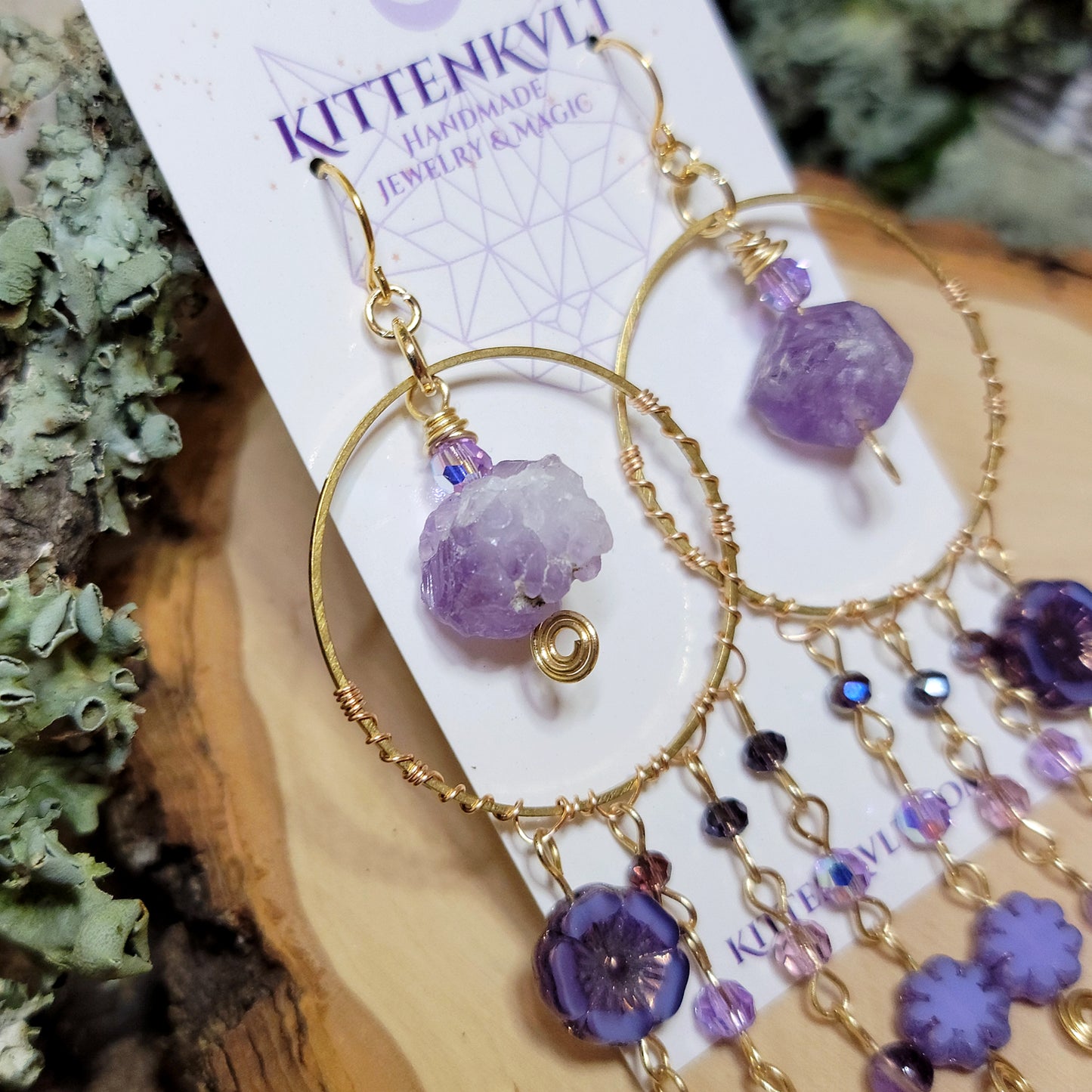 Witchy Amethyst Flower Earrings