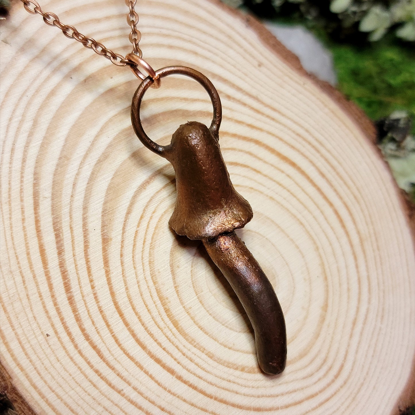 Copper Mushroom Electroformed Necklace