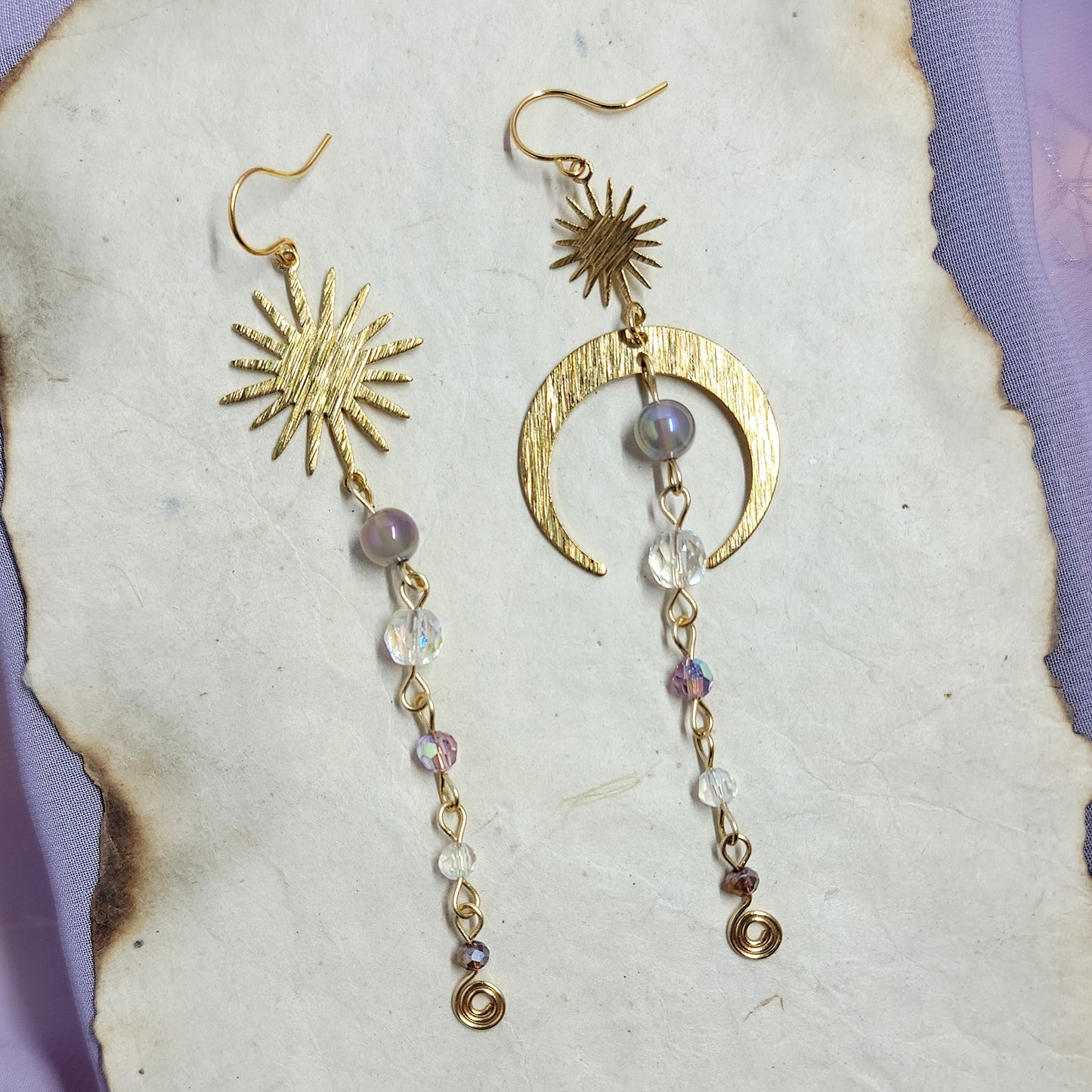 Celestial Aura Agate Mermaid Witch Earrings