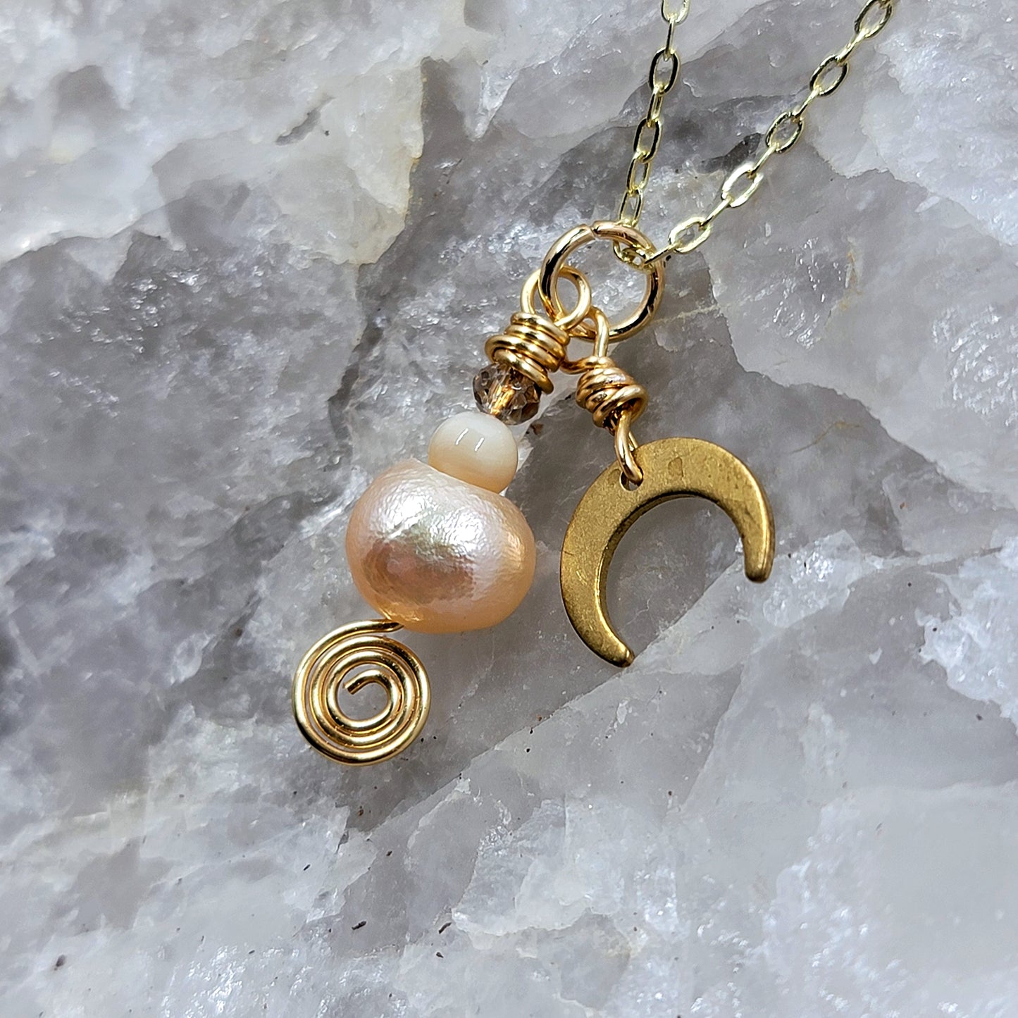 Freshwater Pearl Moon Necklace