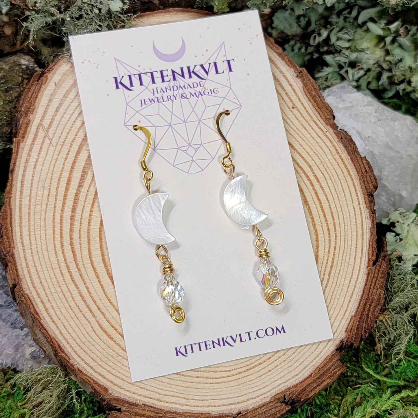 Ethereal Shell Moon Iridescent Earrings