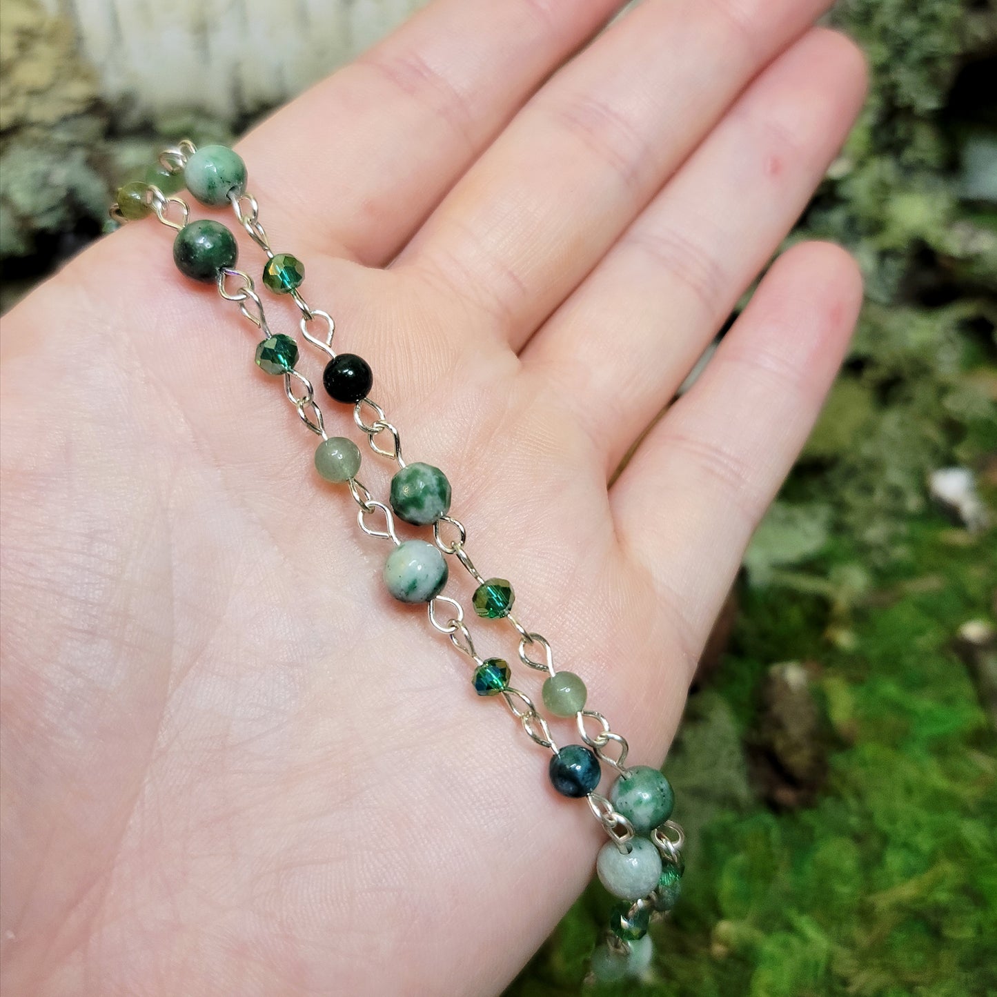 Mixed Green Stone Chocker Necklace