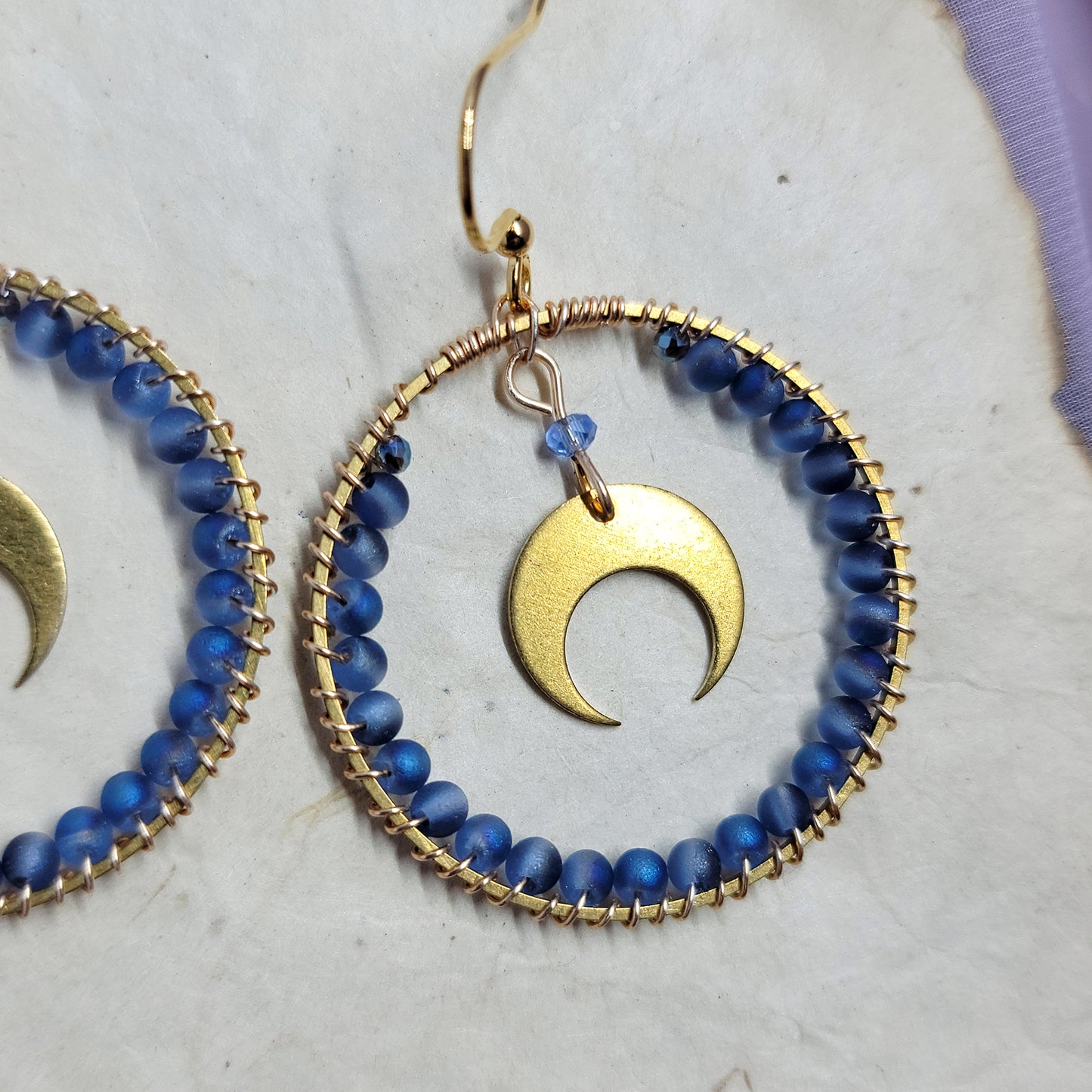 Ethereal Aura Glass Moon Hoop Earrings