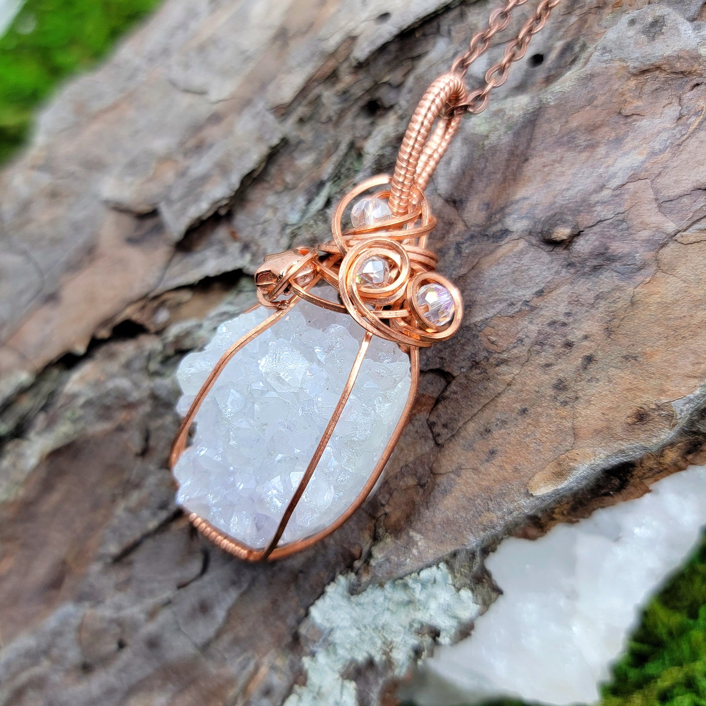 Celestial Quartz Druzy Copper Pendant