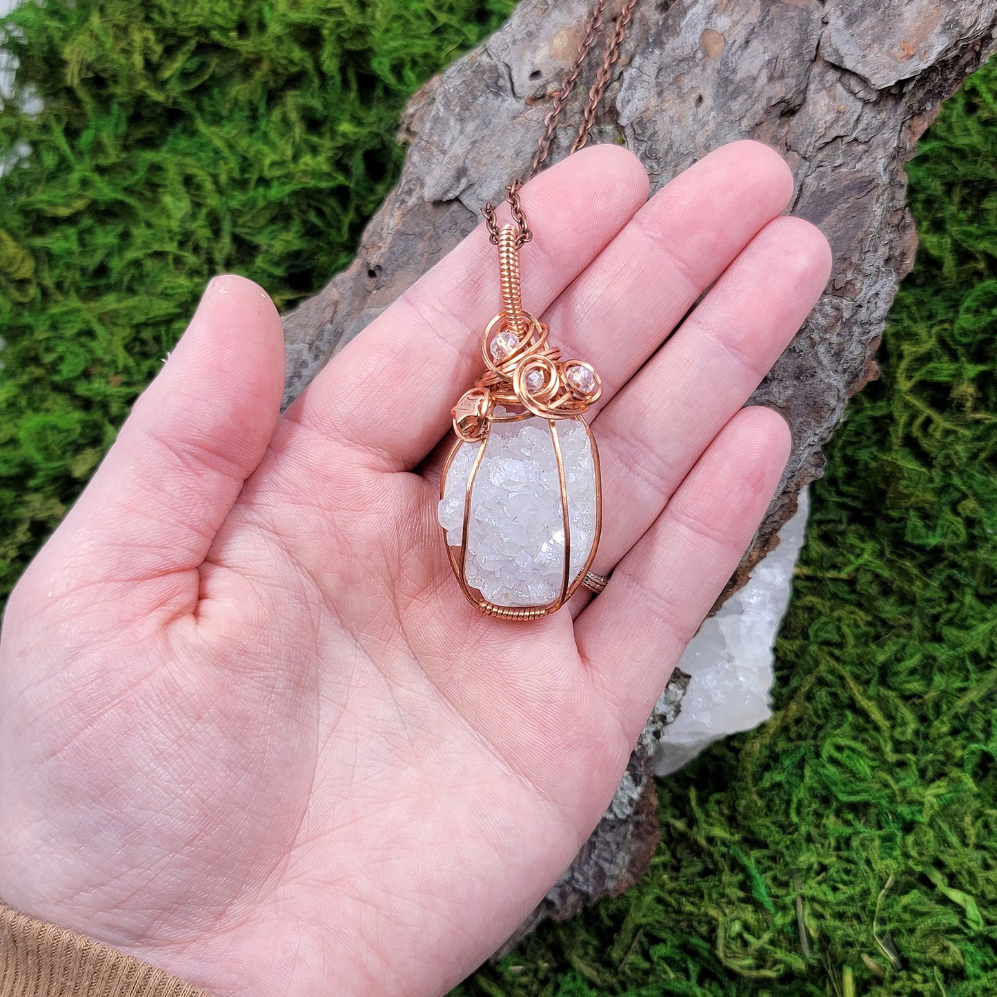 Celestial Quartz Druzy Copper Pendant