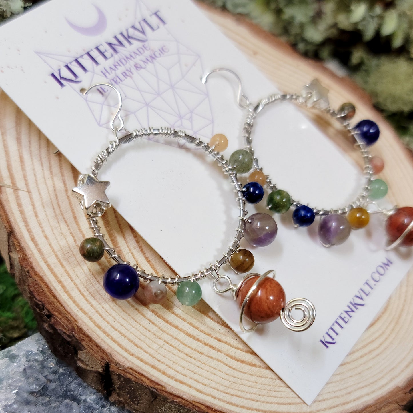 Crystal Planet Space Hoop Earrings