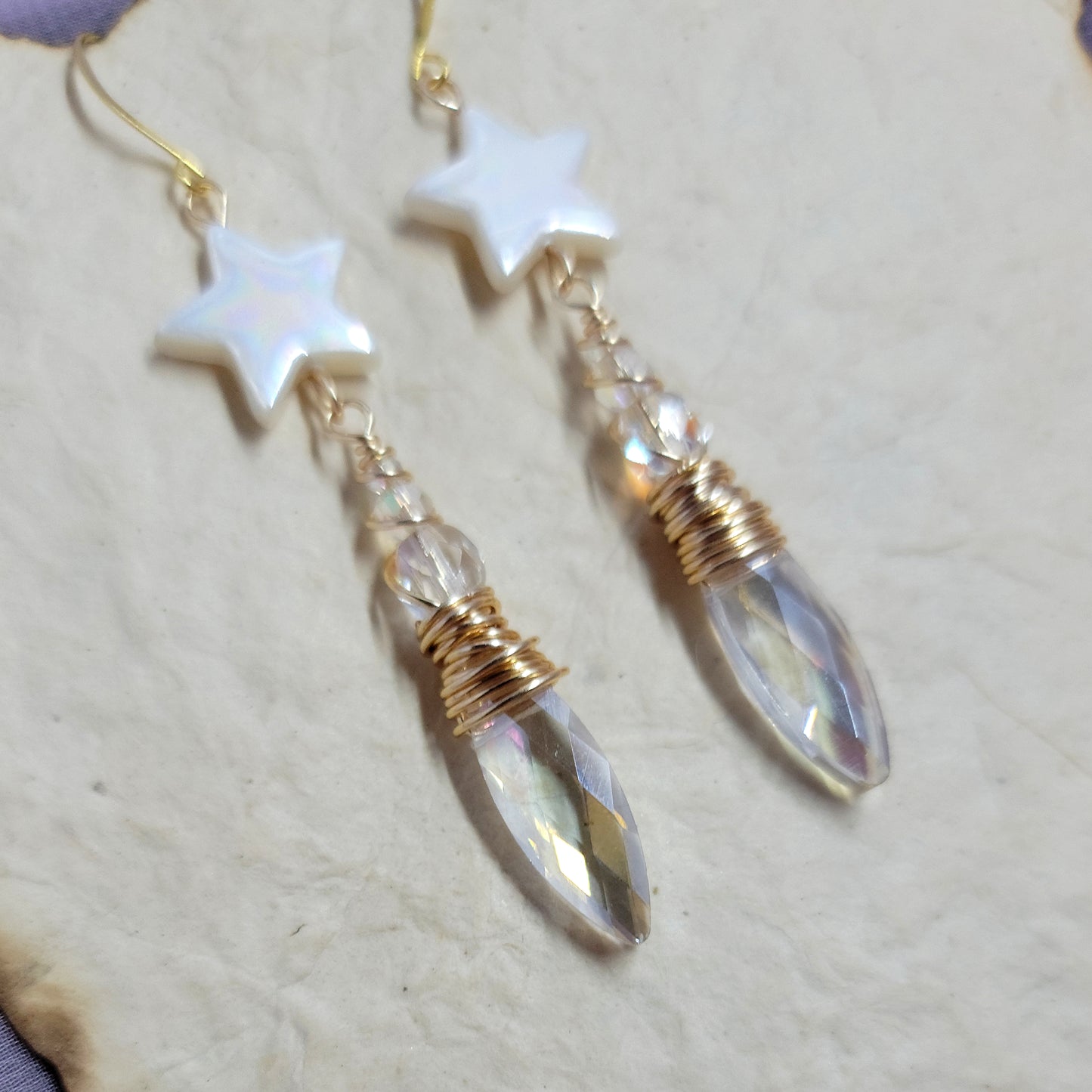 Celestial Sun Catcher Earrings With Shell Stars