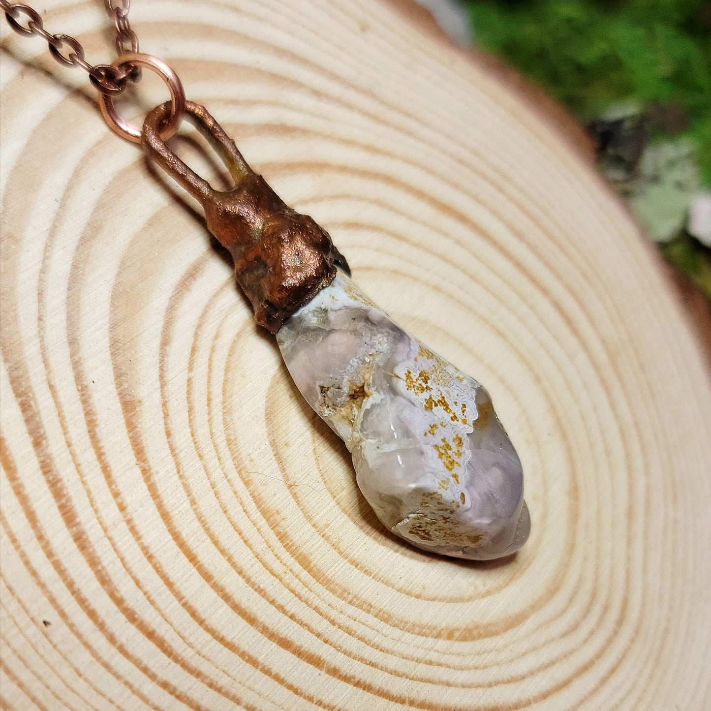 Calico Lace Agate Copper Pendant