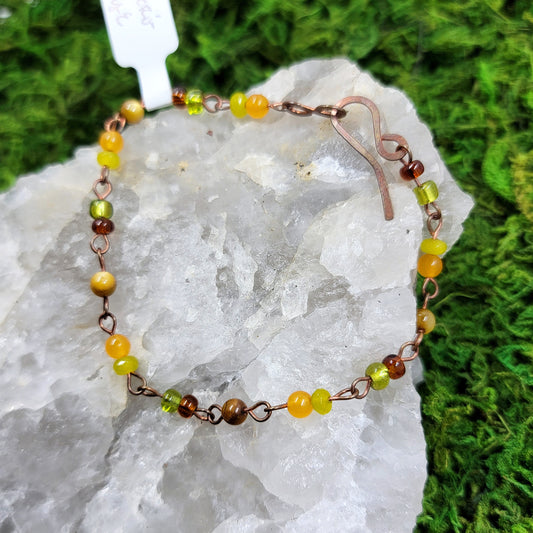 Tiger's Eye & Dyed Quartz Copper Bracelet