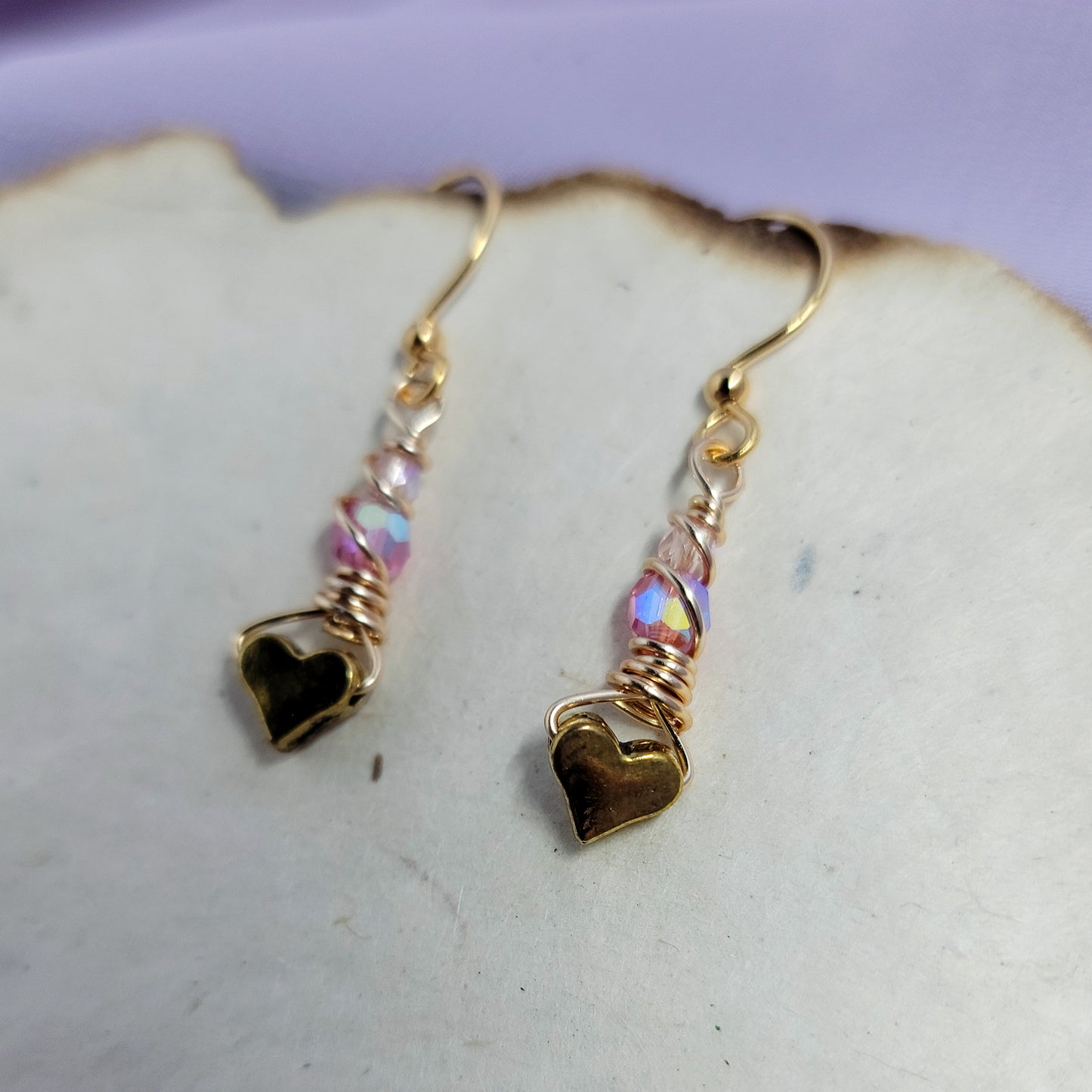 Dainty Pink Aura Heart Earrings