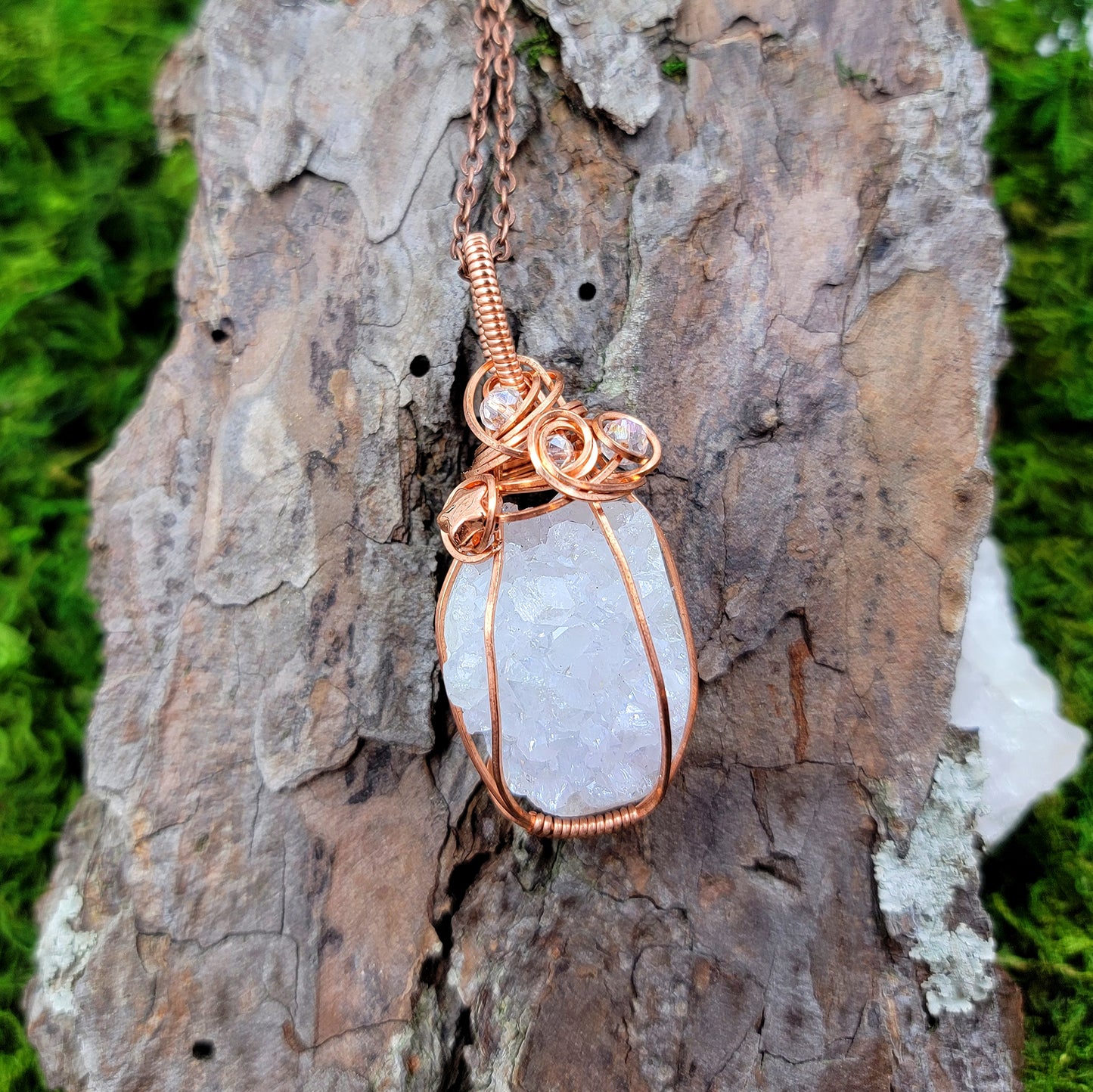 Celestial Quartz Druzy Copper Pendant