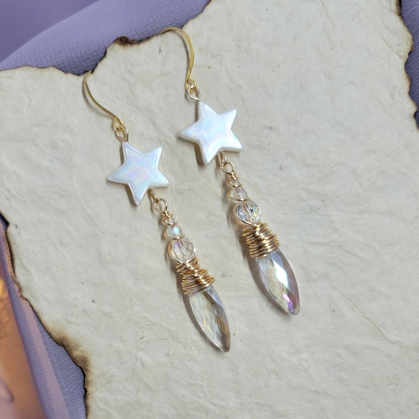 Celestial Sun Catcher Earrings With Shell Stars