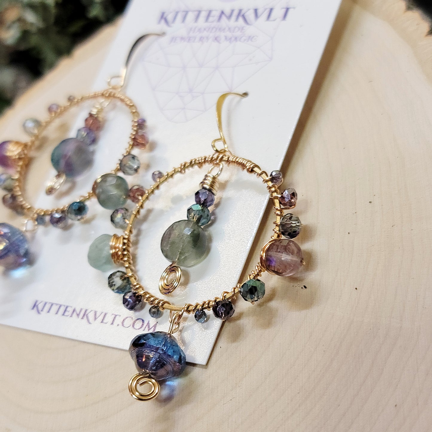 Fluorite Space Witch Planetary Earrings