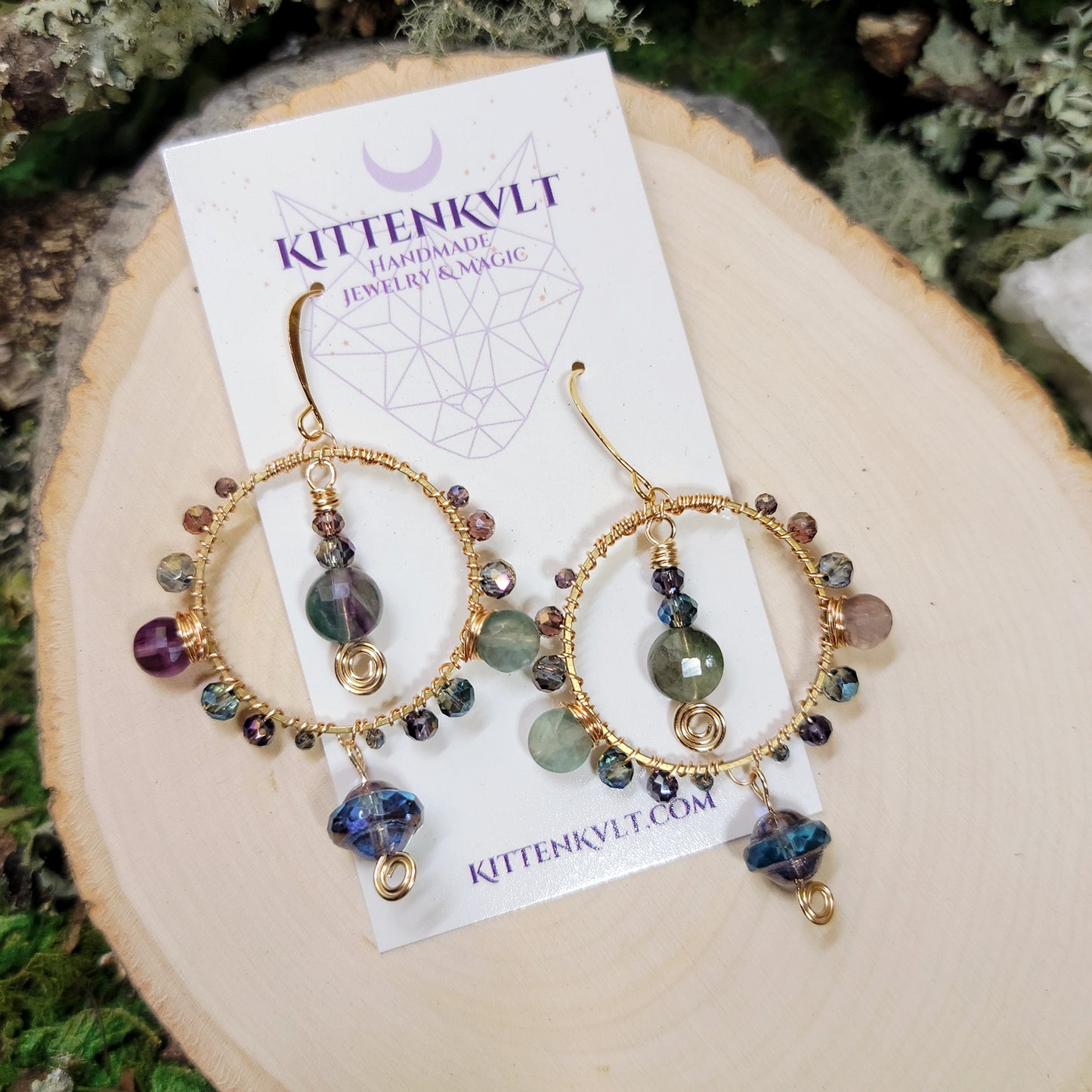 Fluorite Space Witch Planetary Earrings