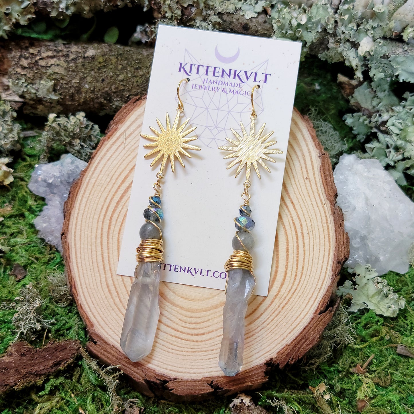 Celestial Quartz & Labradorite Earrings