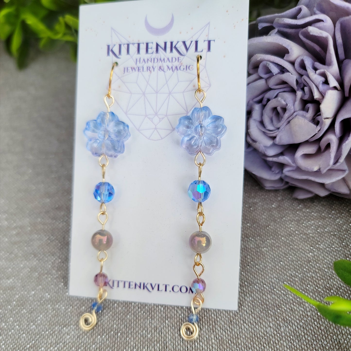 Aura Agate Glass Flower Earrings