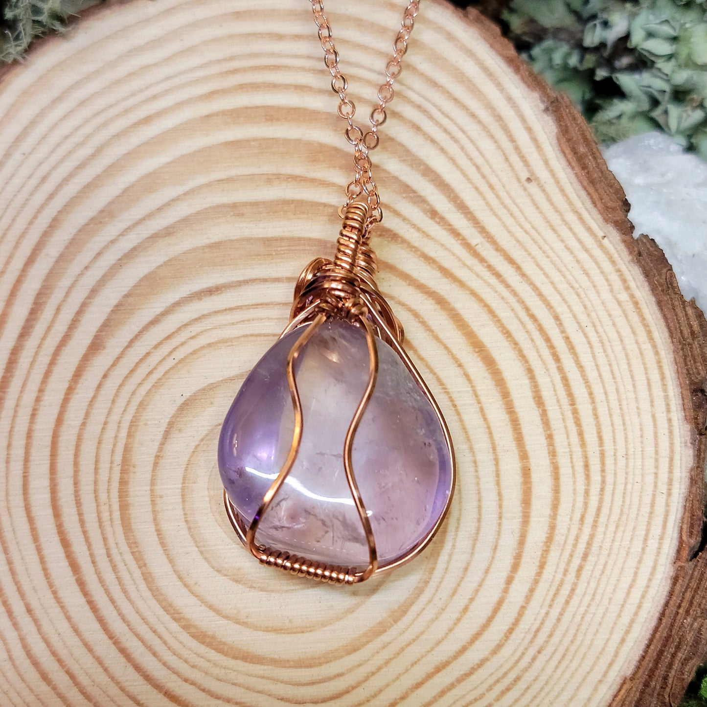 Mystical Amethyst Wire Wrapped Copper Necklace