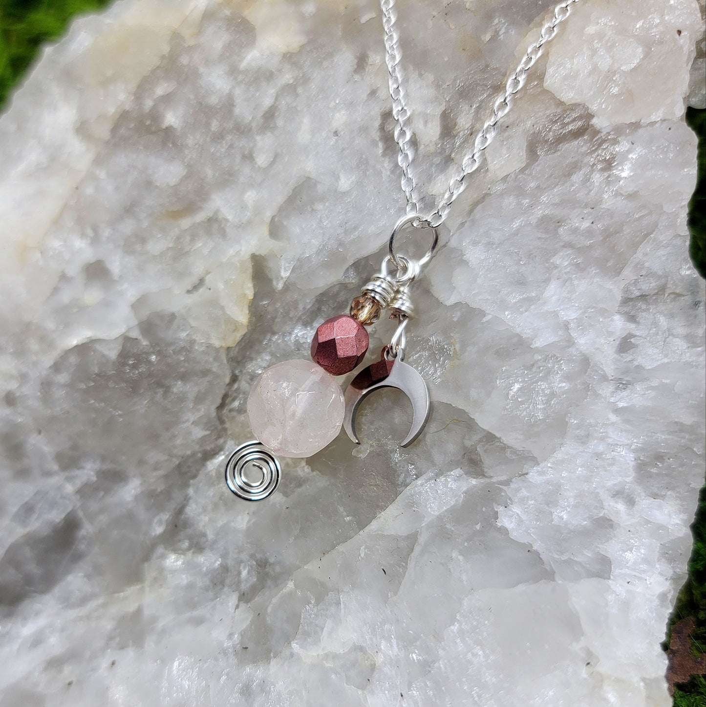 Rose Quartz Moon Necklace