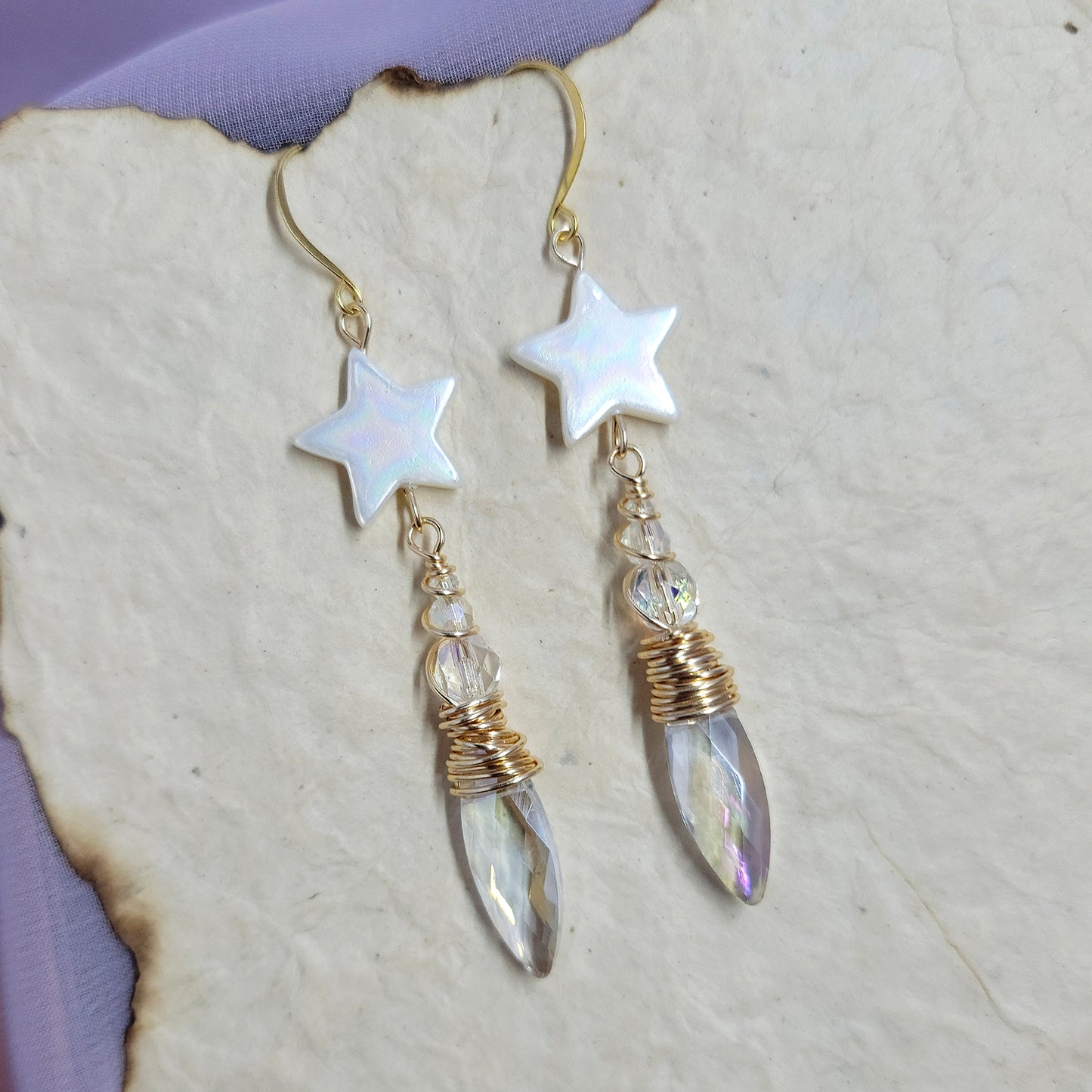 Celestial Sun Catcher Earrings With Shell Stars