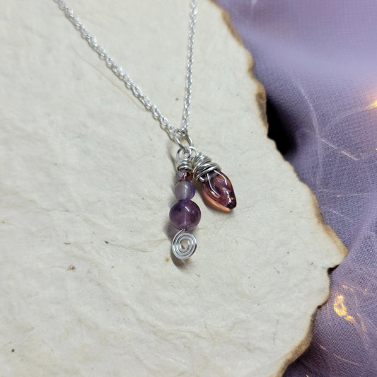 Ethereal Fairy Amethyst Leaf Necklace