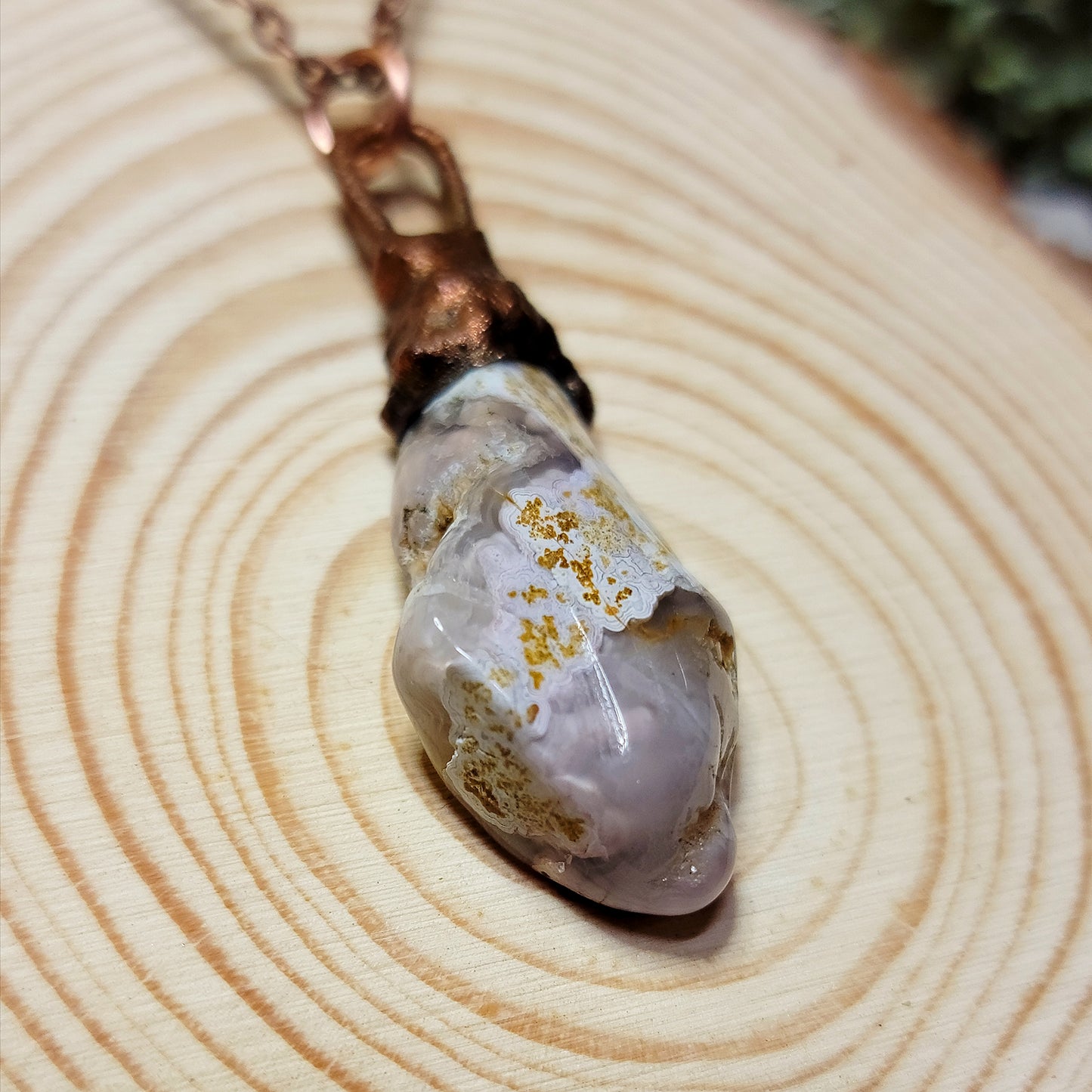 Calico Lace Agate Copper Pendant