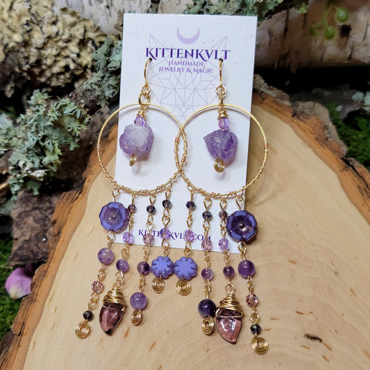 Witchy Amethyst Flower Earrings