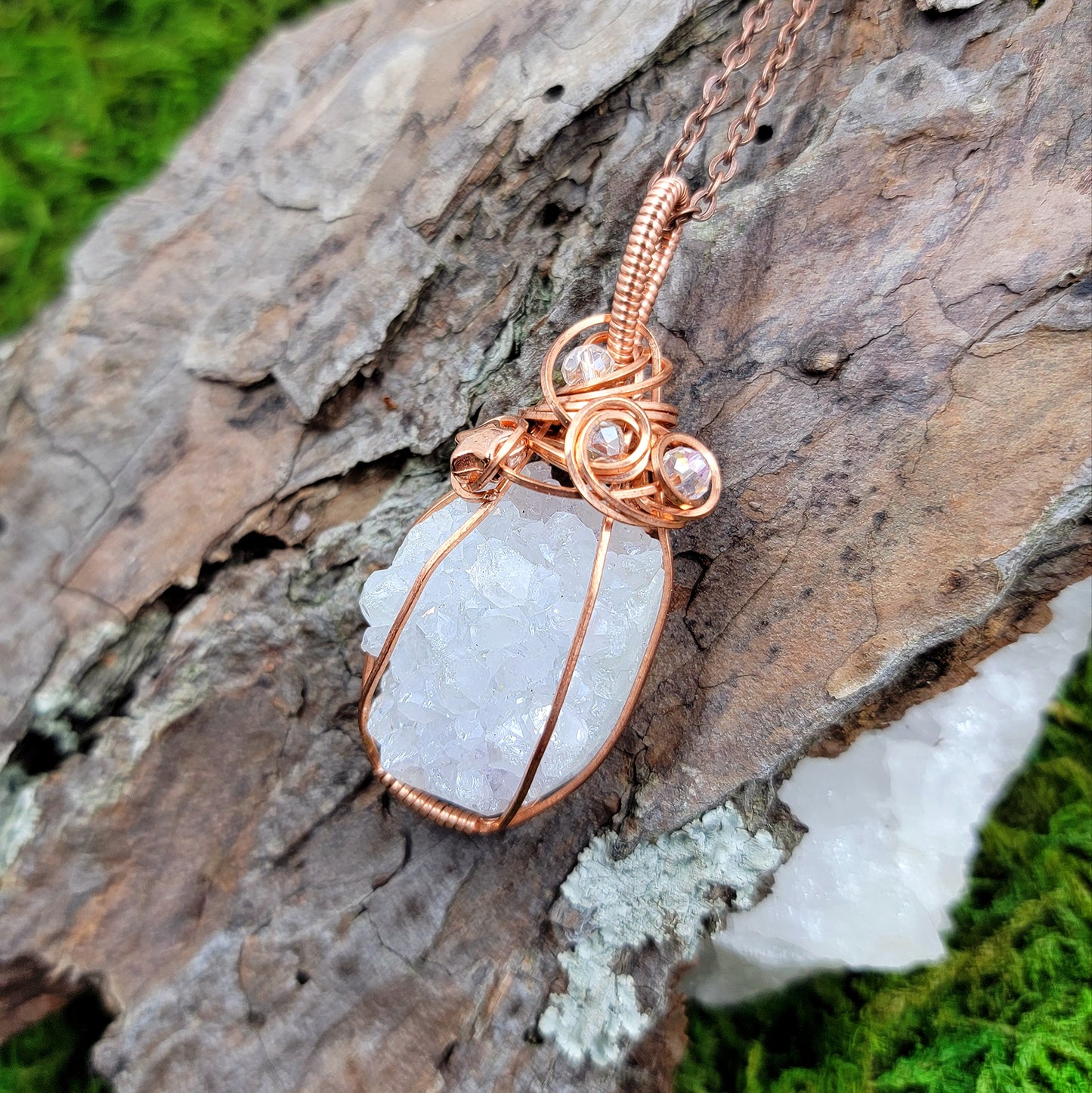 Celestial Quartz Druzy Copper Pendant