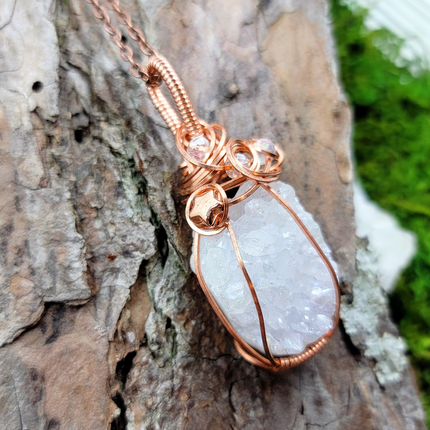 Celestial Quartz Druzy Copper Pendant