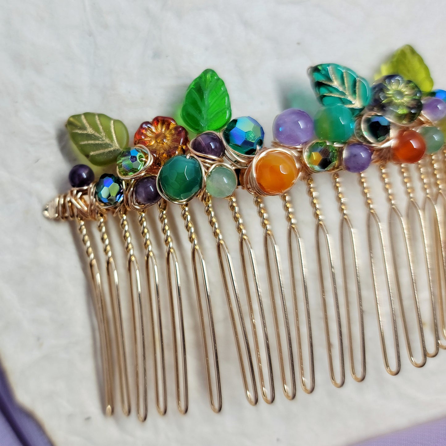 Earth Toned Fairy Crystal Agate Hair Comb