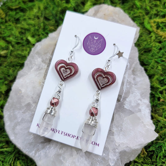 Quartz Heart Earrings