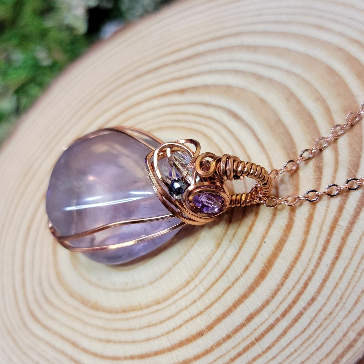 Mystical Amethyst Wire Wrapped Copper Necklace